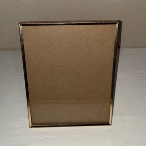 Vintage Gold Tone Metal Picture Frame 8x10 Glass Easel Back MCM Decor
